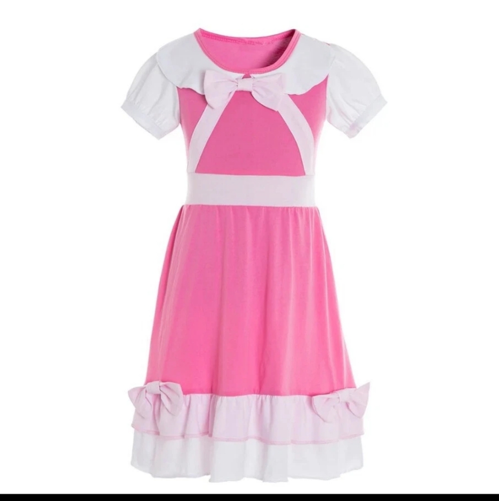 New Girl Pink Bow Cinderella Kids Costume Summer Vacation Dress 🌞 2 3 4 5 6 7 8